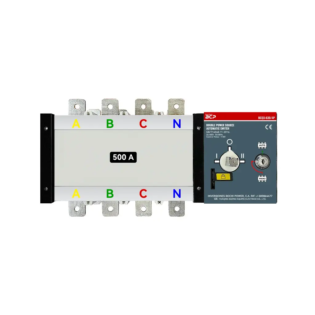Commutateur de transfert - BCP Commutateur de transfert automatique (ATS) BCQ3-630/500A 110V/4P